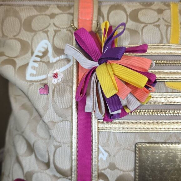 Coach RARE Poppy Graffiti Applique Glam Tote - Picture 7 of 16